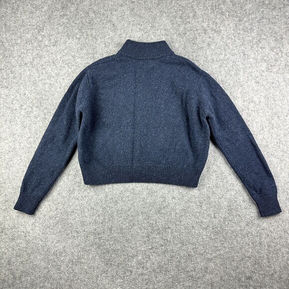 Meadows Filbert Knit Wool Sweater Womens 2 Blue Floral Embroidered Chunky Crop - Picture 5 of 12